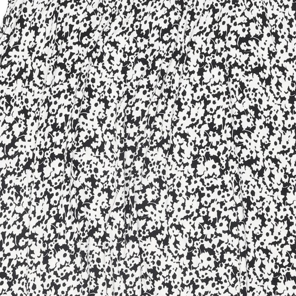 Marks & Spencer Womens White Floral Viscose Swing Skirt Size 14