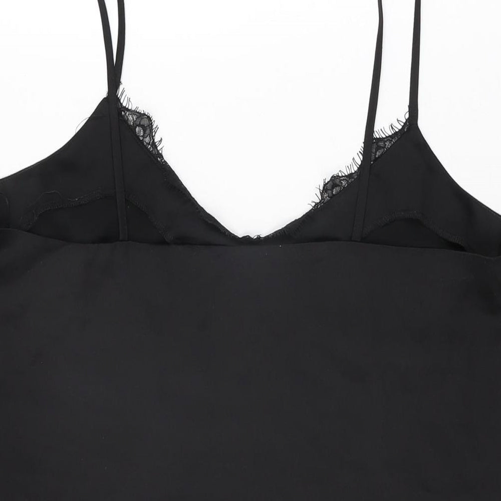 Lipsy Womens Black Polyester Camisole T-Shirt Size 12 V-Neck
