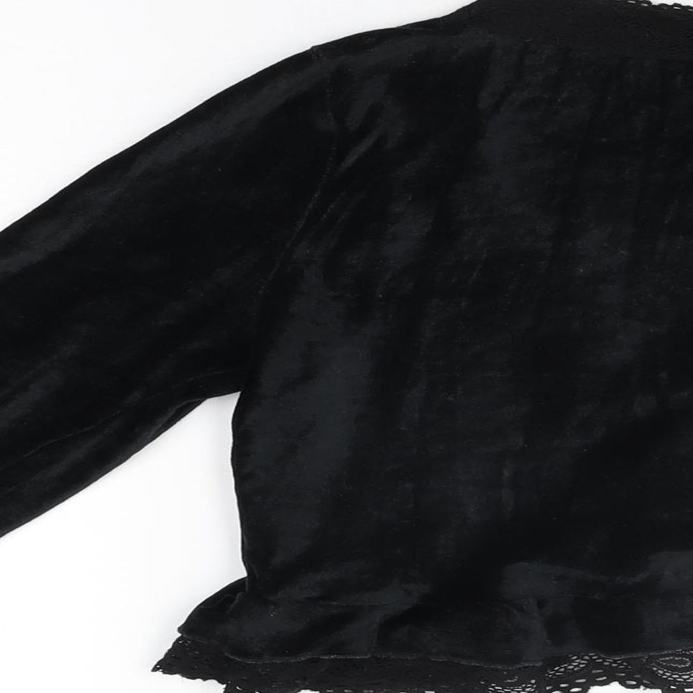 Warehouse Womens Black Polyester Basic T-Shirt Size 10 V-Neck