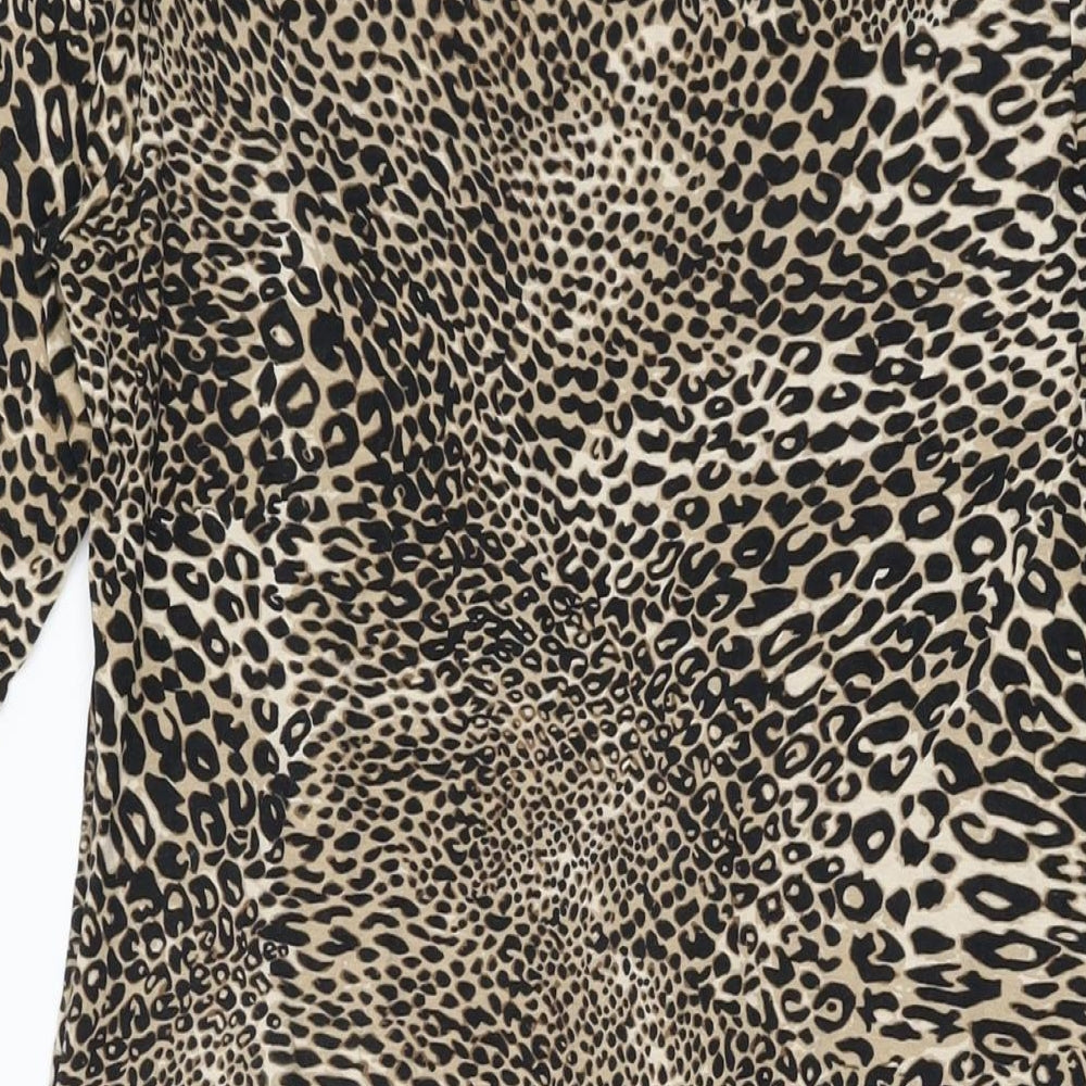 Principles Womens Beige Animal Print Viscose Shift Size 12 Cowl Neck Pullover