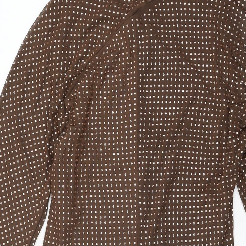 ASOS Womens Brown Polyester Mini Size 12 V-Neck Pullover