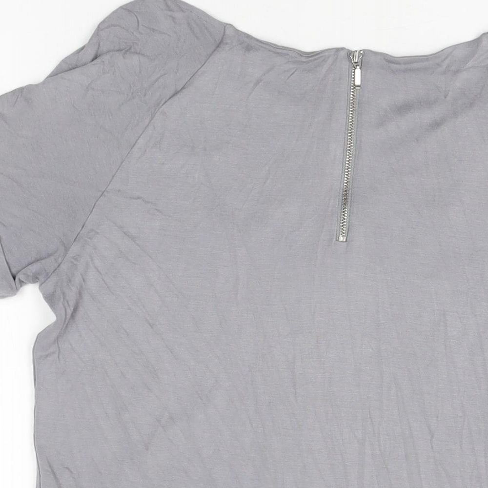 Marks & Spencer Womens Grey Viscose Basic T-Shirt Size 14 Round Neck