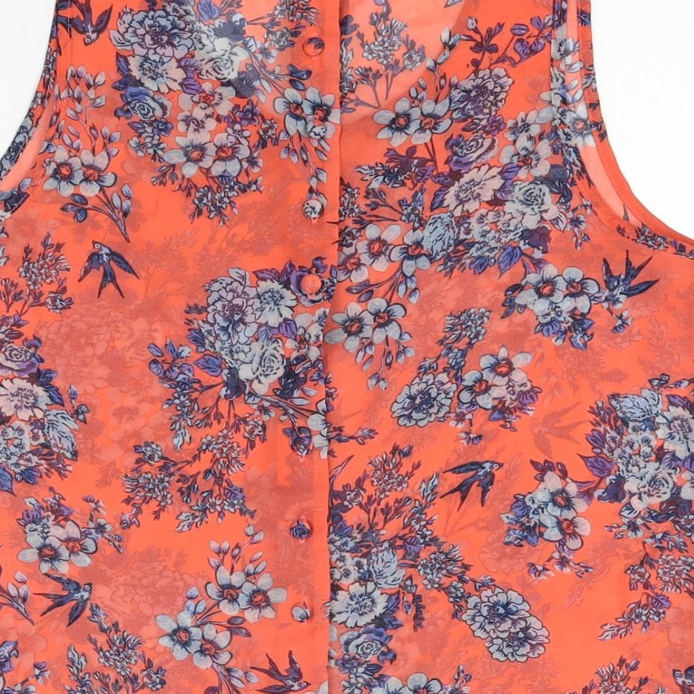 Select Womens Pink Floral Polyester Basic T-Shirt Size 8 Round Neck