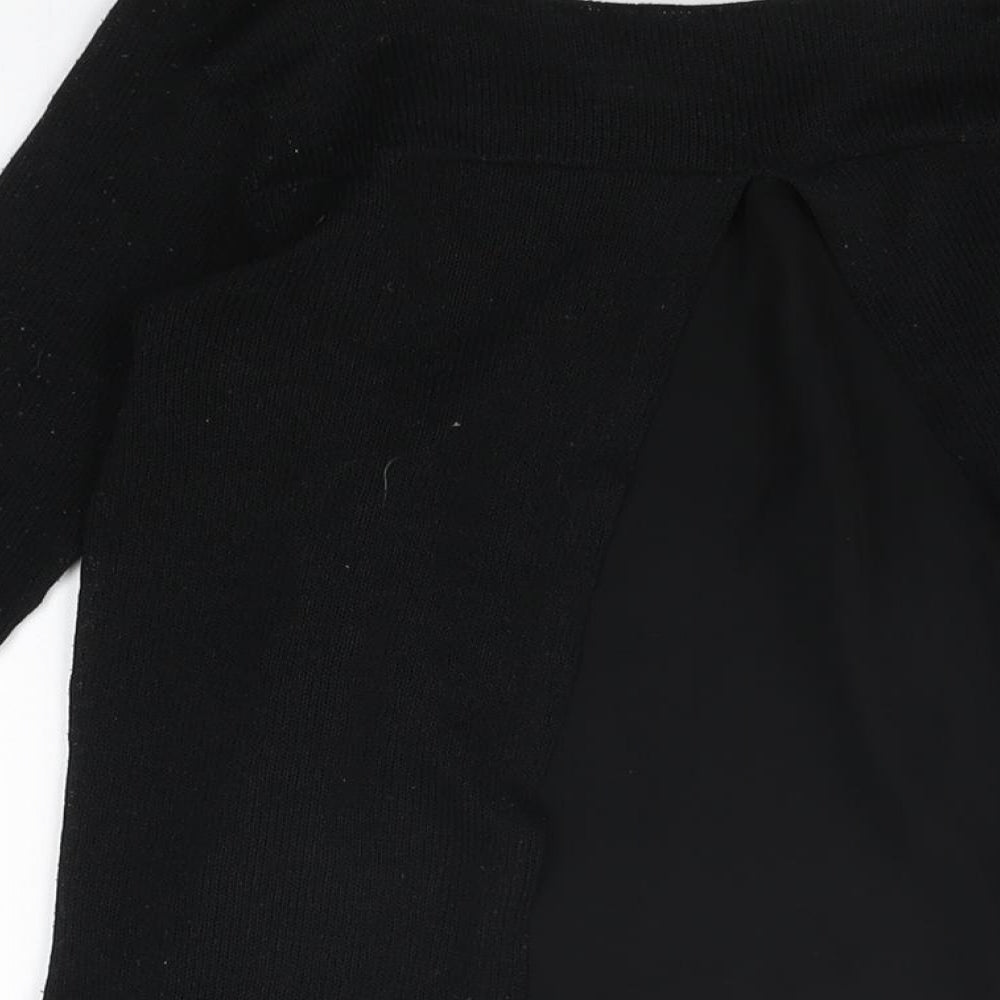 New Look Womens Black Polyester Basic T-Shirt Size S Round Neck