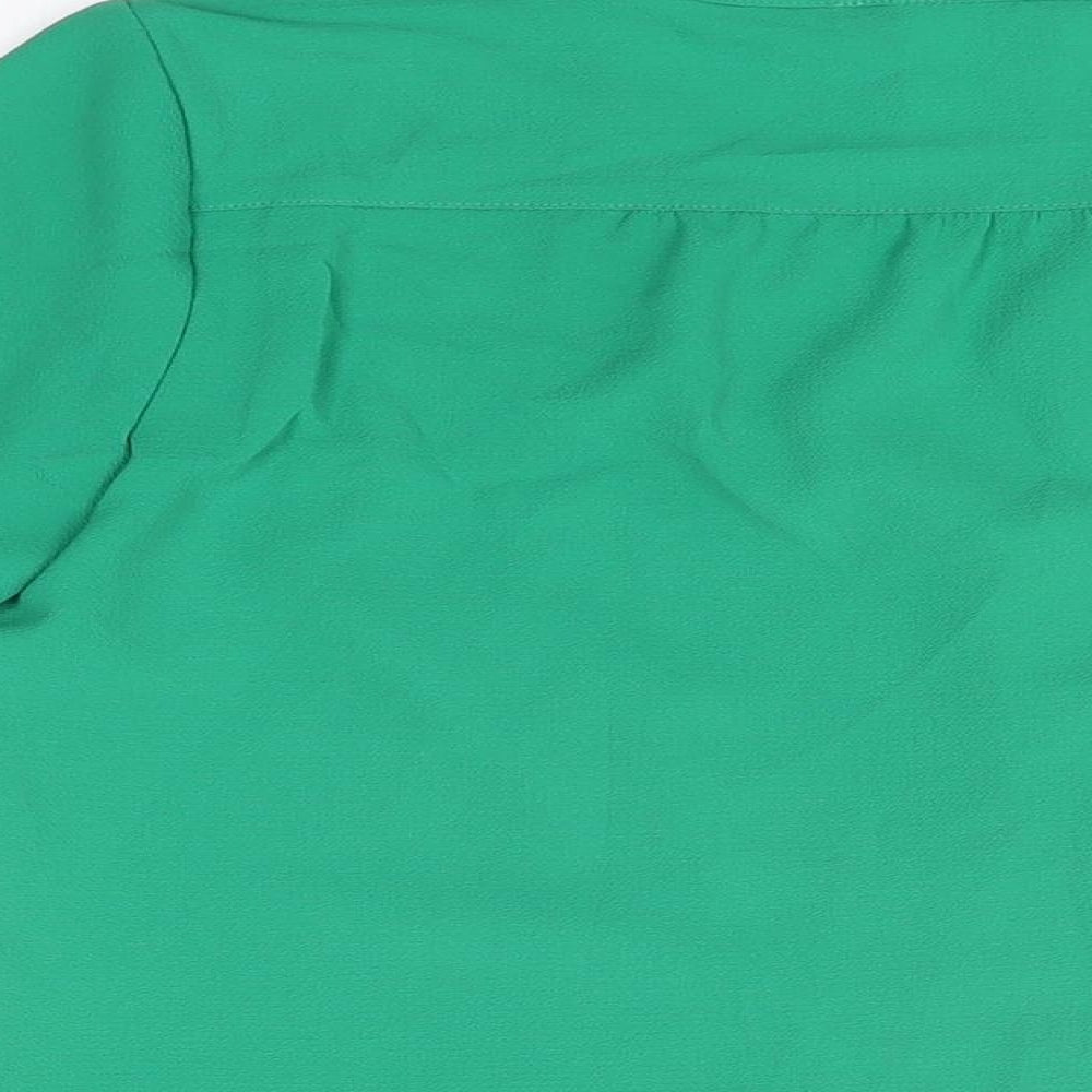 Afibel Womens Green Polyester Basic T-Shirt Size 12 V-Neck