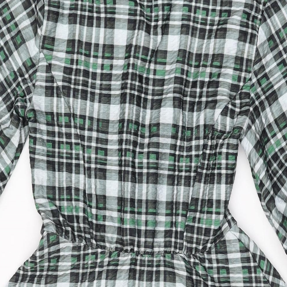 ASOS Womens Green Geometric Polyester Skater Dress Size 8 V-Neck Pullover