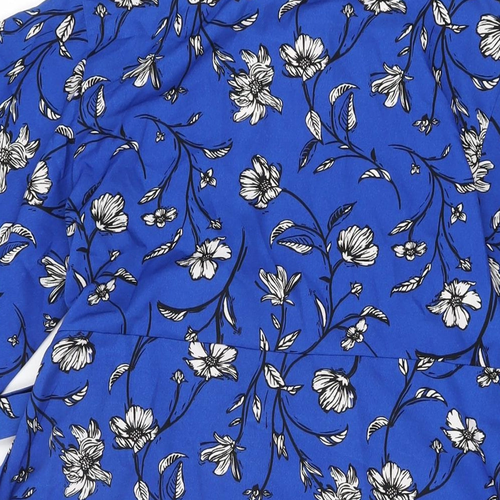 Mama-licious Womens Blue Floral Polyester Wrap T-Shirt Size S V-Neck