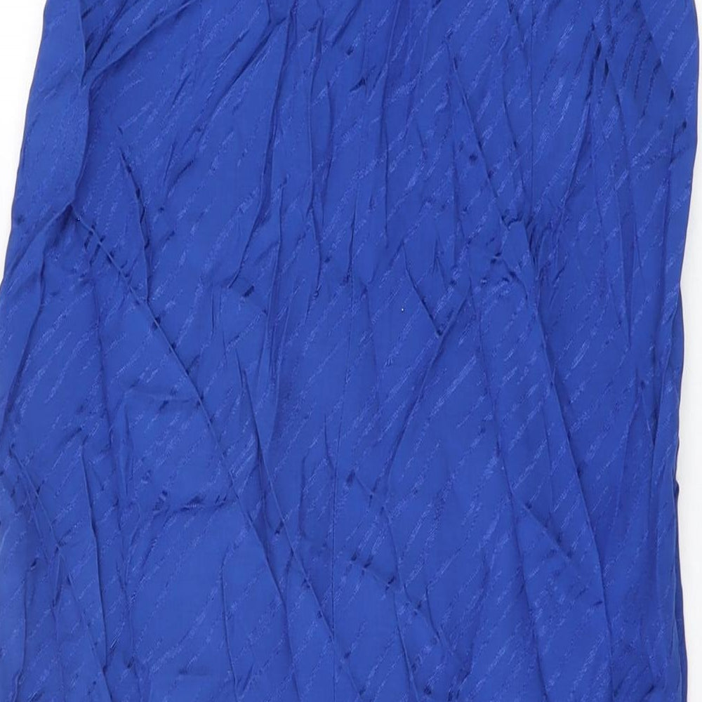 Zara Womens Blue Viscose Wrap Skirt Size S Button
