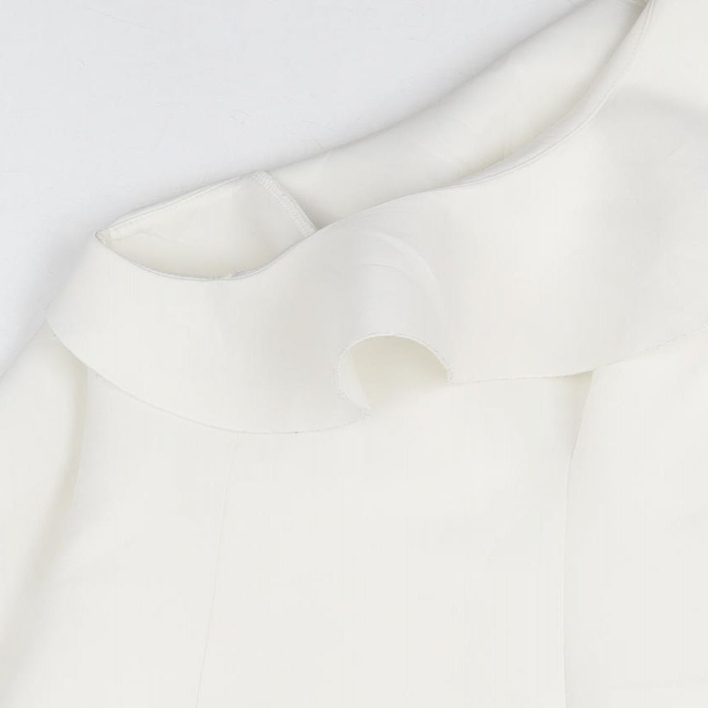 ASOS Womens White Polyester Skater Dress Size 10 One Shoulder Zip