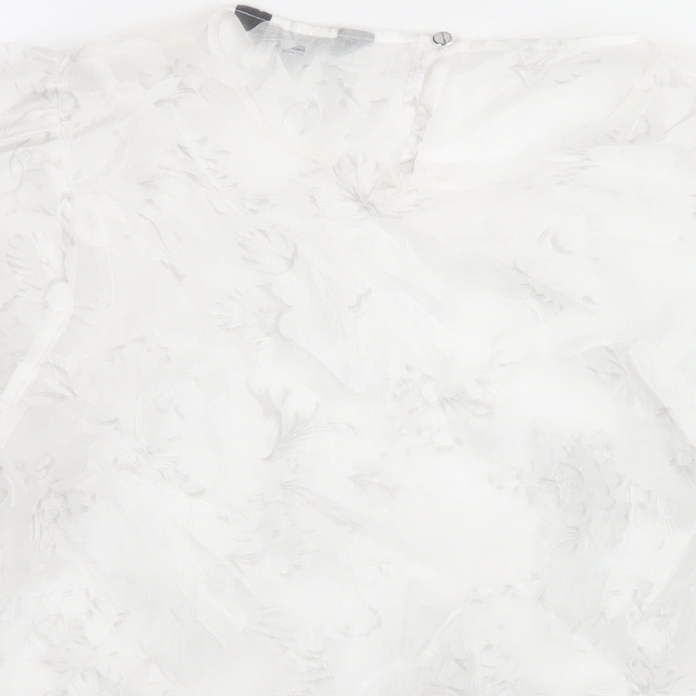 Dorothy Perkins Womens White Polyester Basic T-Shirt Size 14 Round Neck