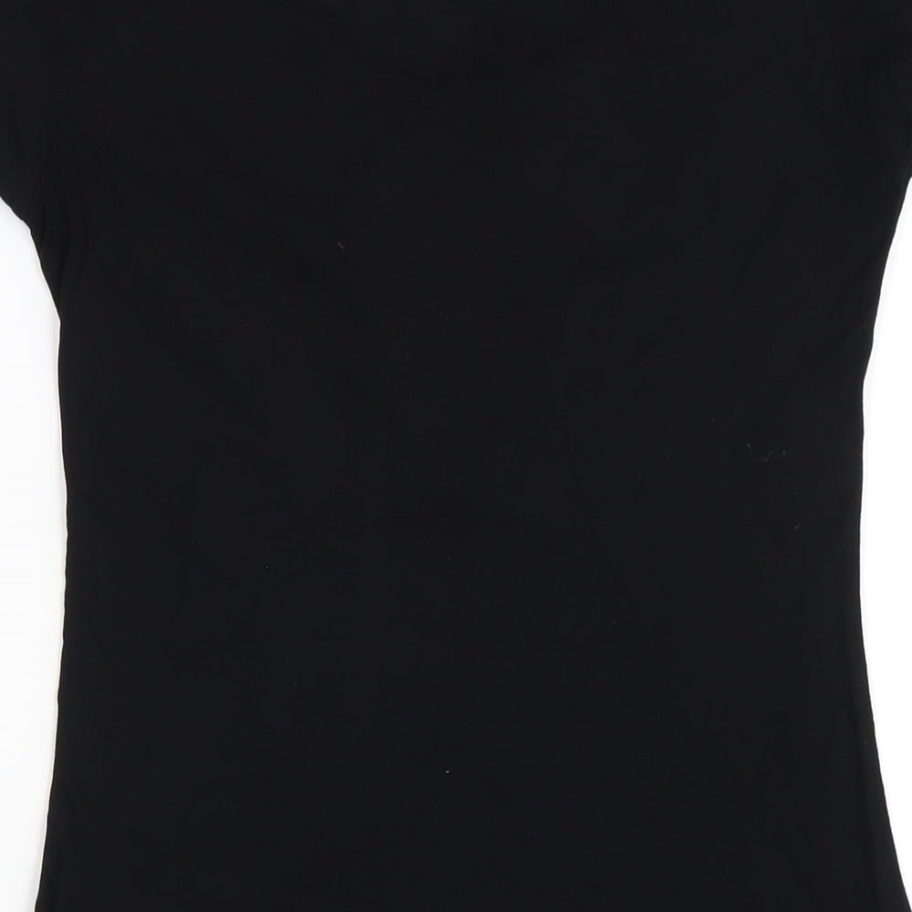 Wallis Womens Black Viscose A-Line Size 8 Scoop Neck Pullover