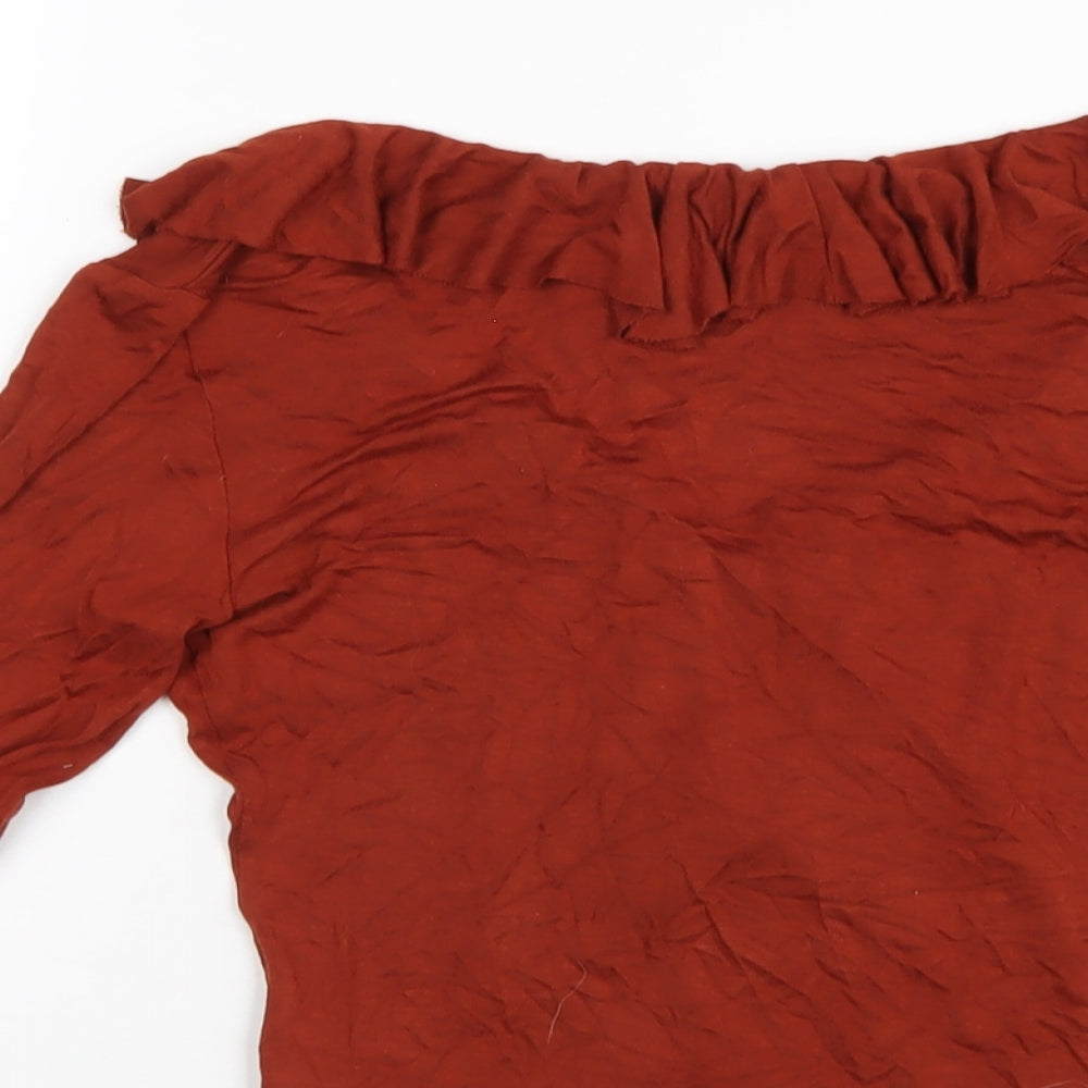 ASOS Womens Orange Viscose Cropped Blouse Size 8 V-Neck
