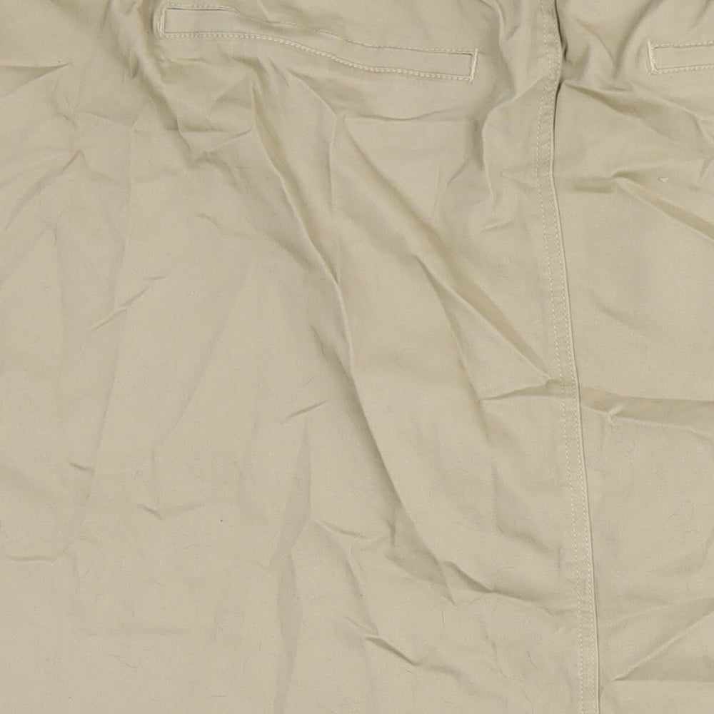 Simply Be Womens Beige Cotton A-Line Skirt Size 30 Zip