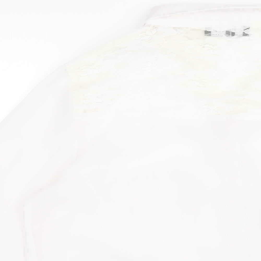 New Look Womens White Polyester Basic Button-Up Size 14 Collared