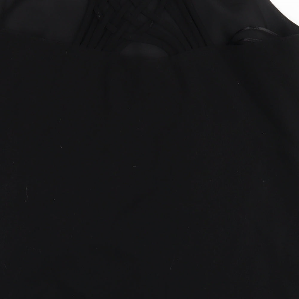 Marks & Spencer Womens Black Polyester A-Line Size 14 Round Neck Zip