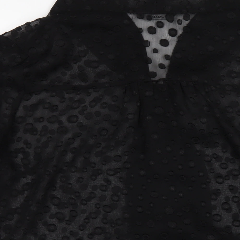Brand and care label for Roman women’s black polyester basic blouse, size UK 16, v-neck