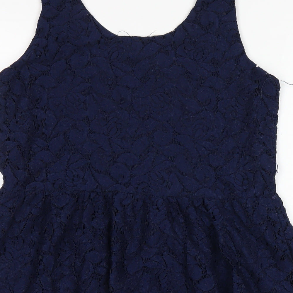 Mela Loves London Womens Blue Polyester A-Line Size 10 Scoop Neck Pullover