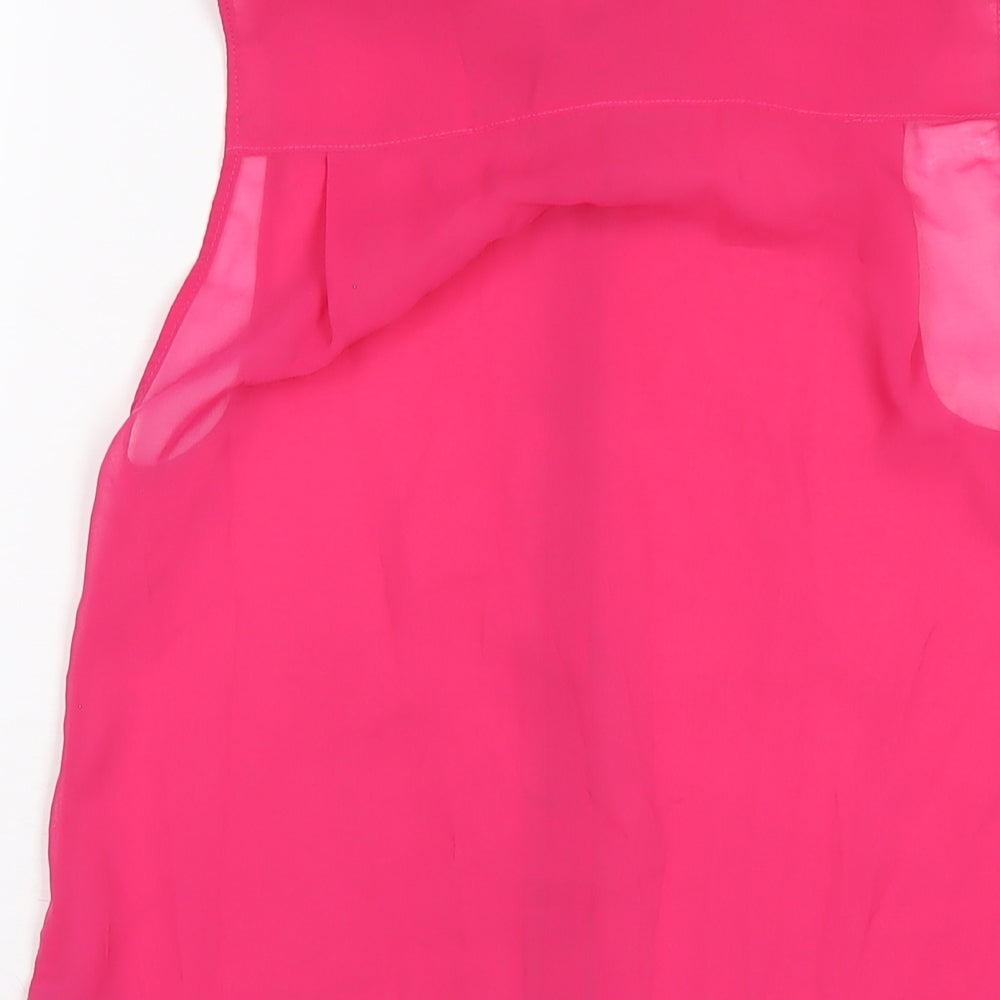 H&M Womens Pink Polyester Basic Blouse Size 4 Collared