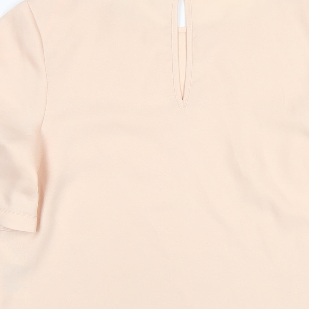 Coast Womens Beige Polyester Basic T-Shirt Size 8 Round Neck