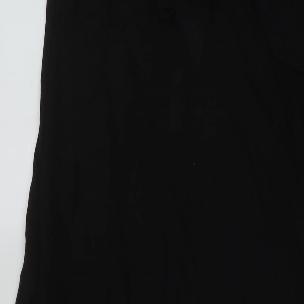 Marks and Spencer Womens Black Linen A-Line Size 8 Square Neck Pullover