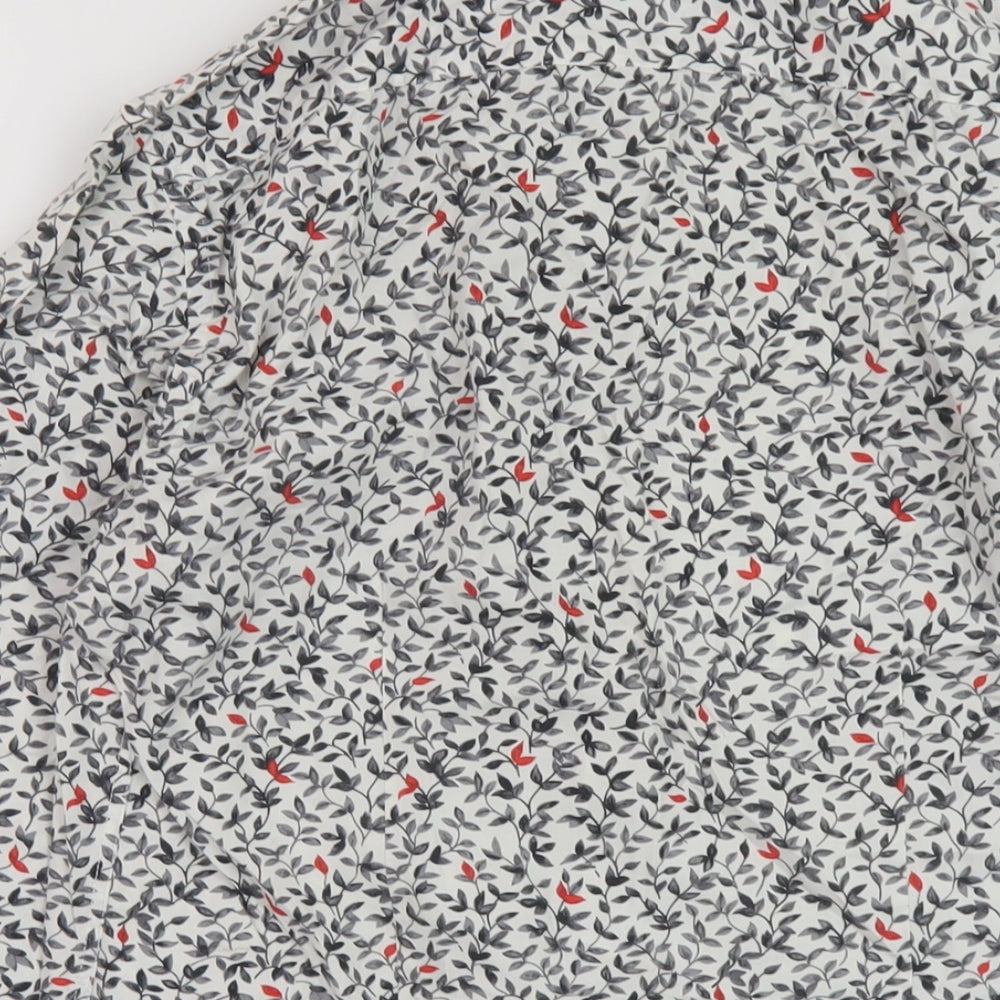 Zara Mens Multicoloured Floral Polyester Button-Up Size S Collared Button