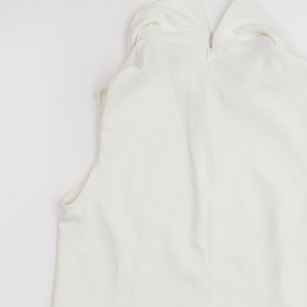 H&M Womens Ivory Polyester Basic T-Shirt Size 4 Collared