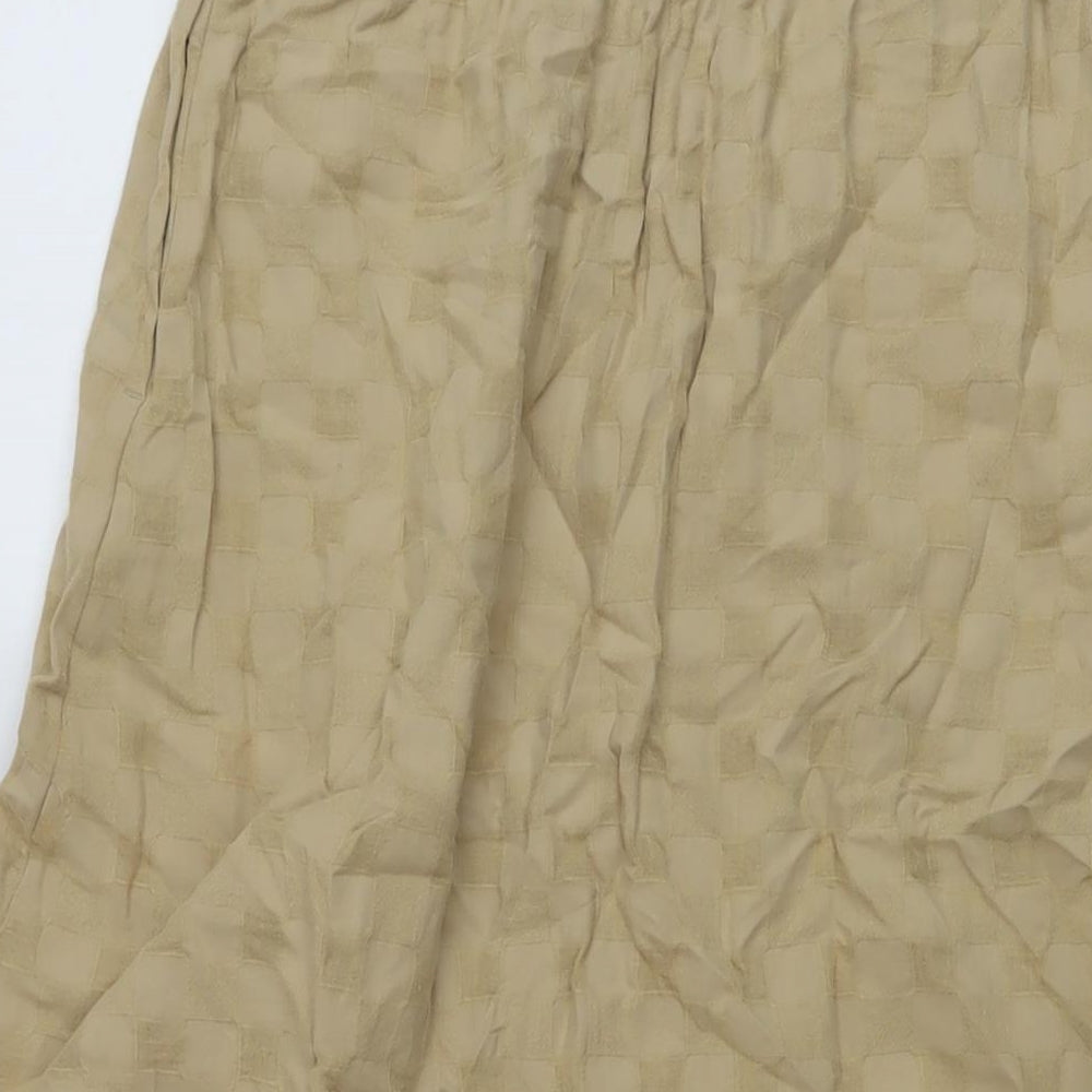 Marks & Spencer Womens Beige Check Polyester A-Line Skirt Size 10
