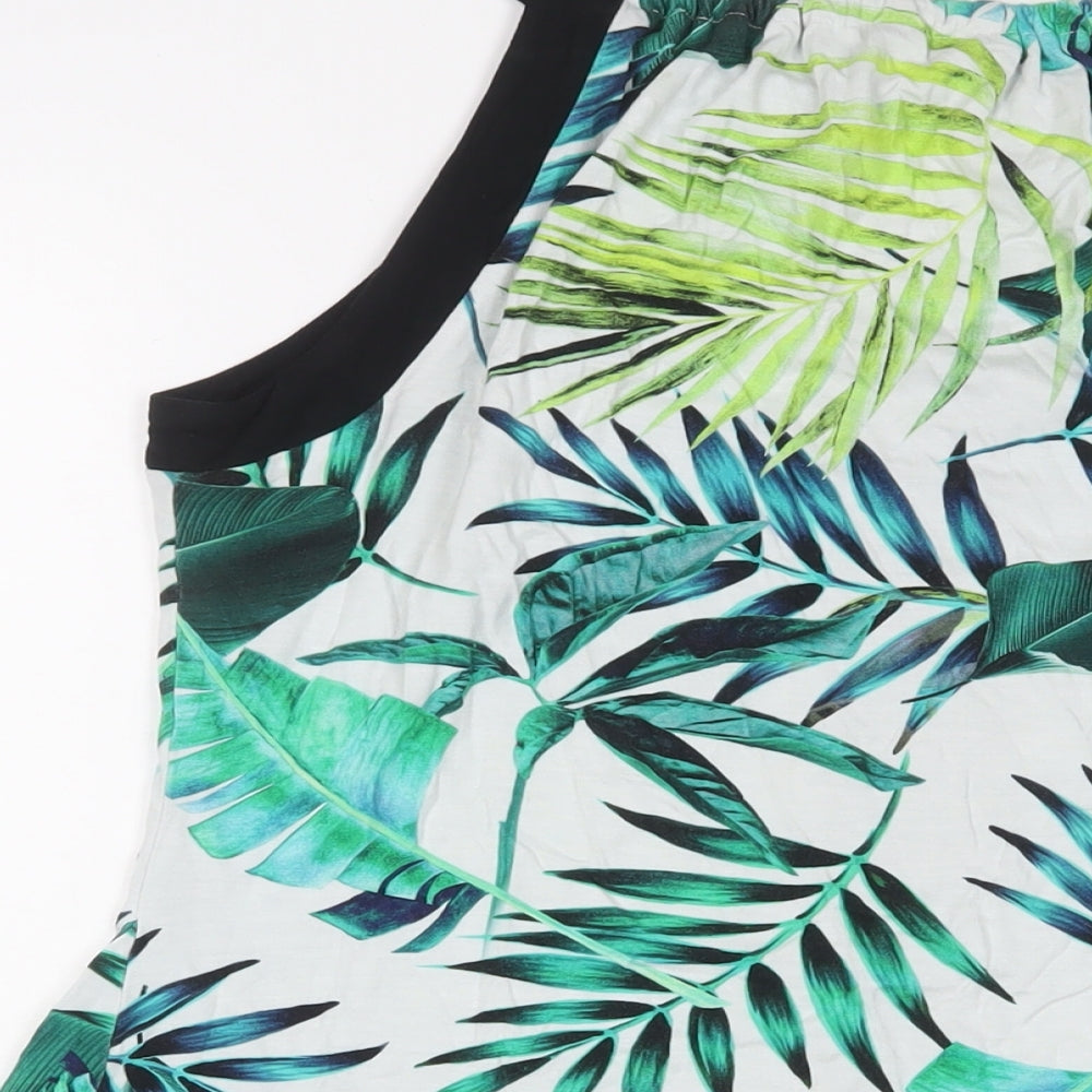 Roman Womens Blue Geometric Viscose Tunic Tank Size 14 Boat Neck