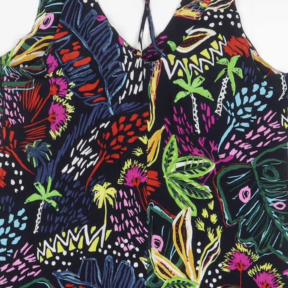 Topshop Womens Multicoloured Geometric Viscose A-Line Size 8 V-Neck Pullover