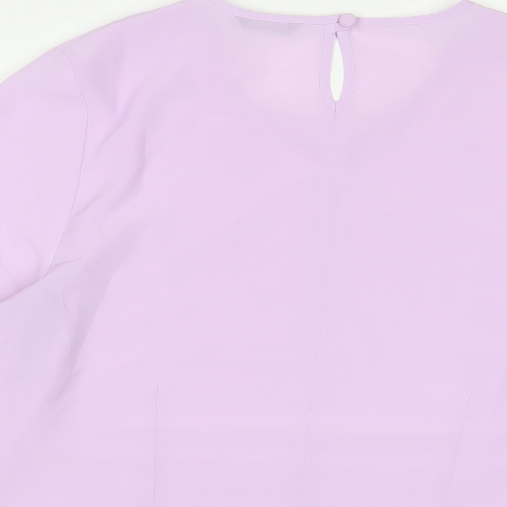 Debenhams Womens Purple Polyester Basic T-Shirt Size 14 Crew Neck