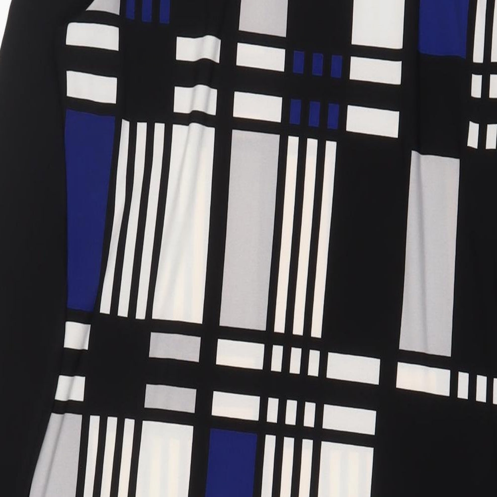 Marks & Spencer Womens Blue Geometric Polyester A-Line Size 12 Boat Neck Pullover
