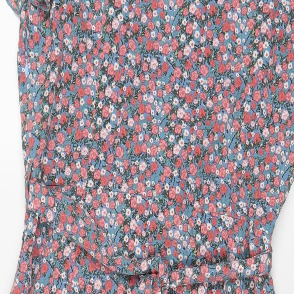 Tenki Womens Pink Floral Polyester A-Line Size 12 V-Neck Zip - Belted