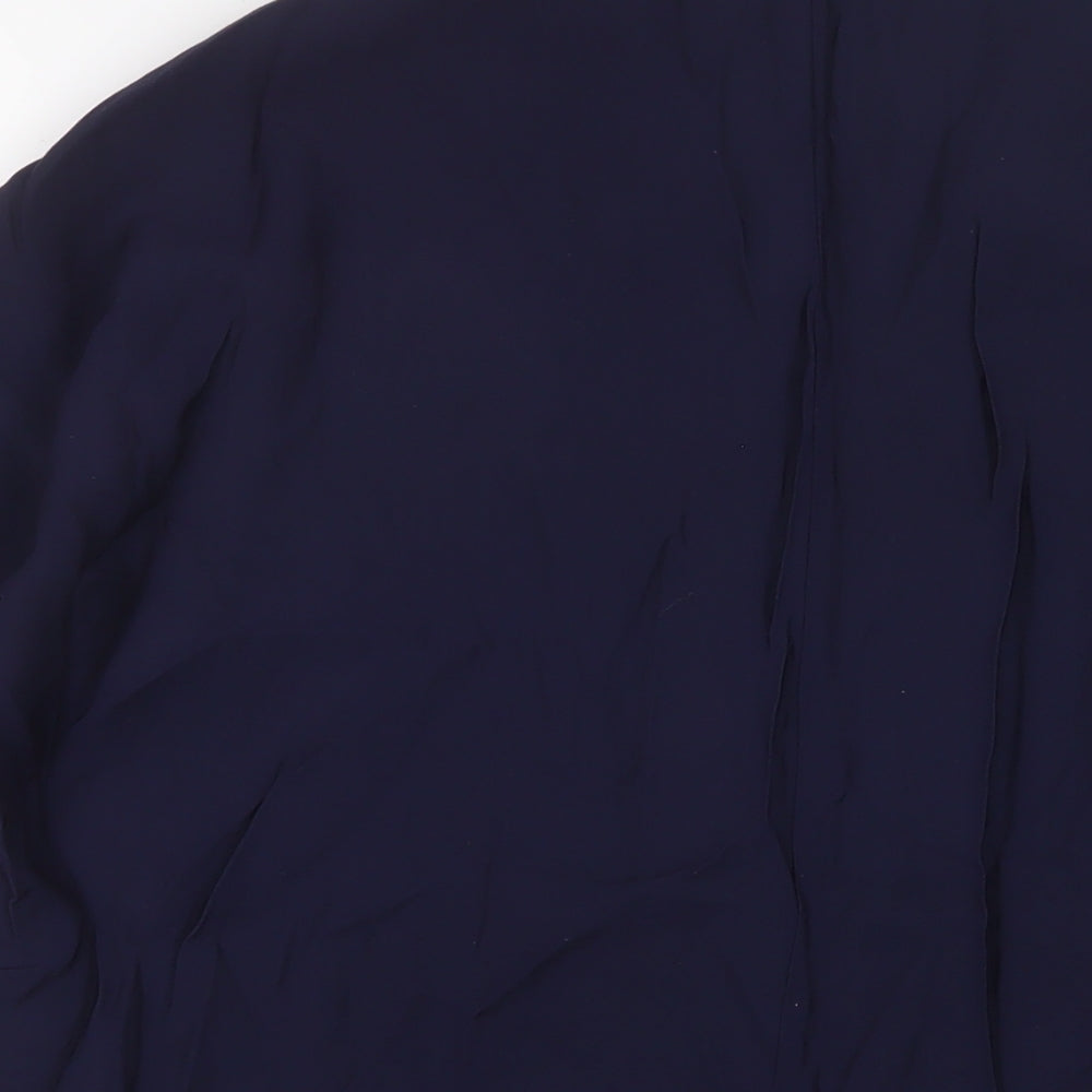 Mango Womens Blue Viscose Basic Polo Size L Collared