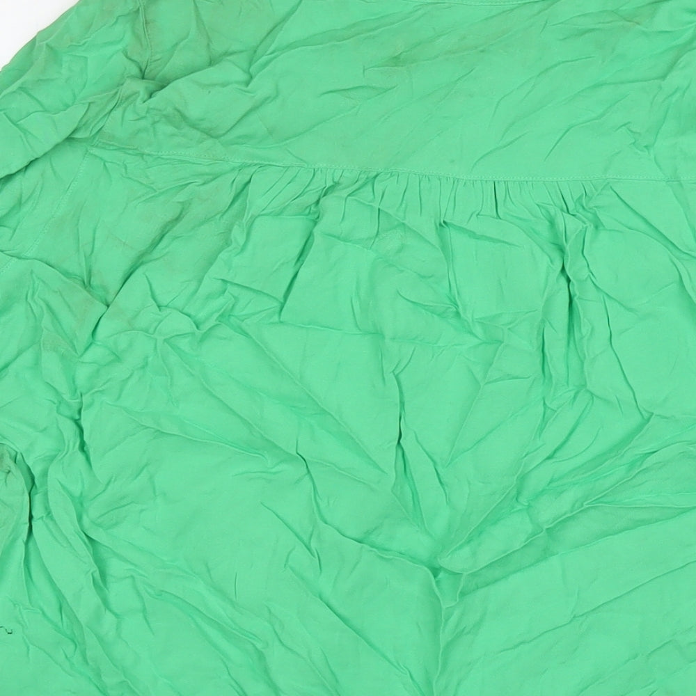 Marks & Spencer Womens Green Viscose Basic T-Shirt Size 8 V-Neck