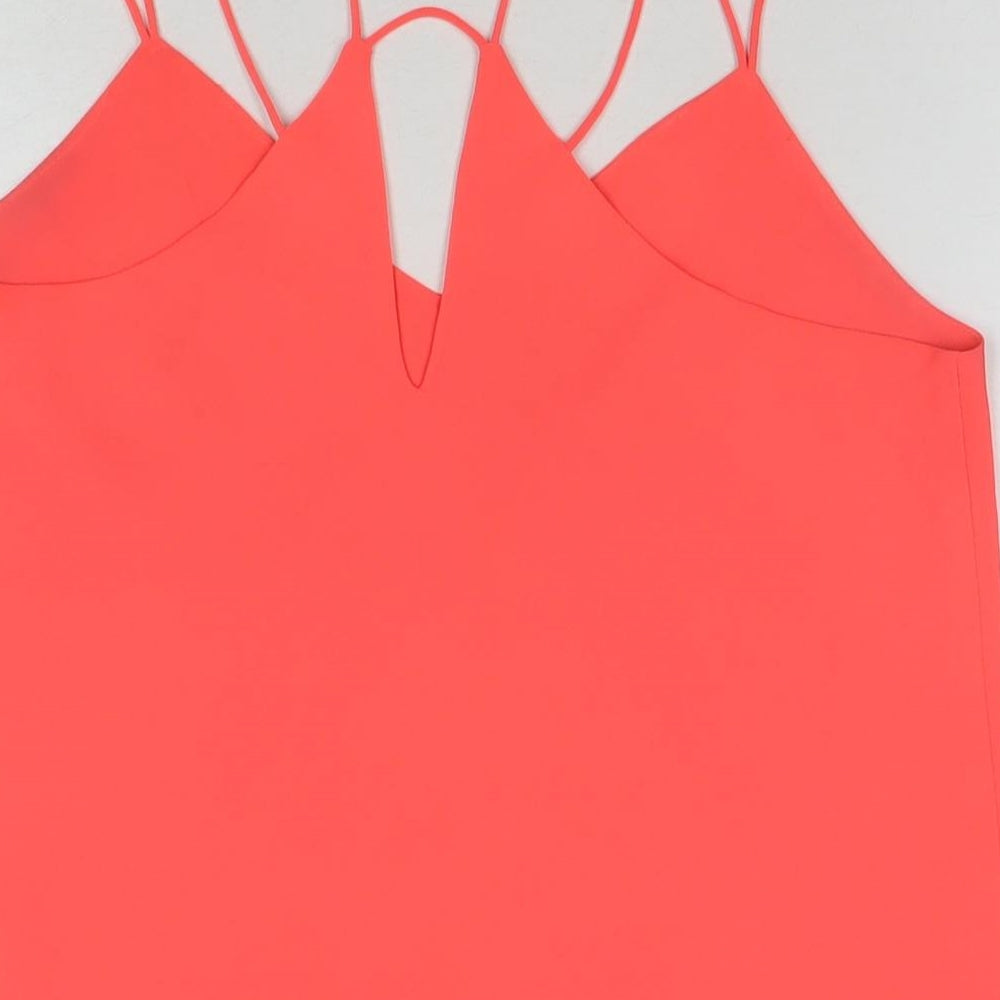 New Look Womens Pink Polyester Basic Tank Size 12 V-Neck