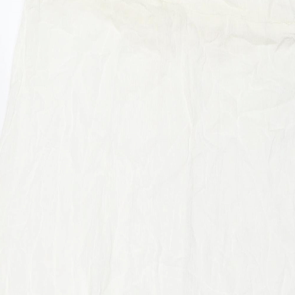 Diya Womens White Polyester A-Line Size 12 Square Neck Pullover - Strapless