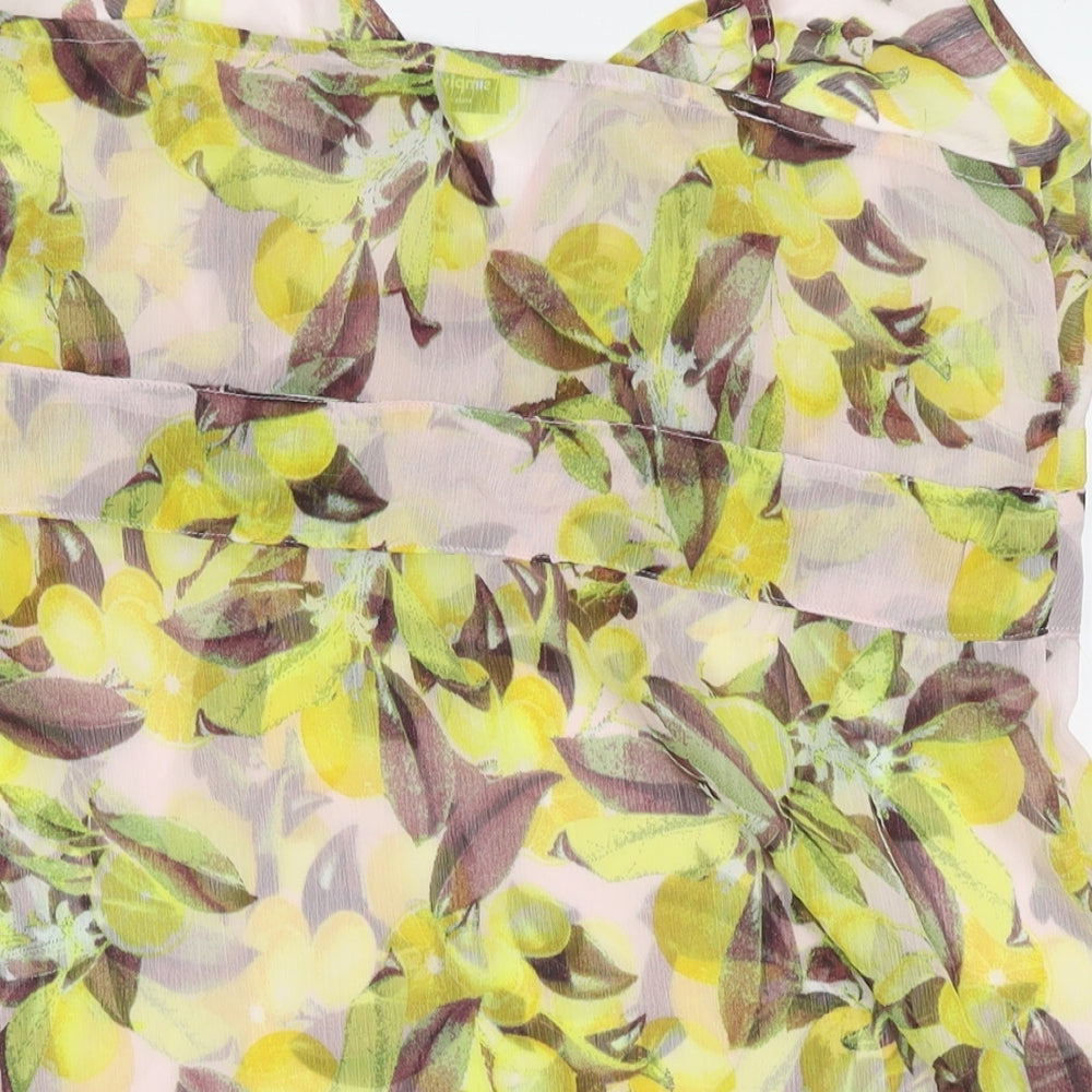 Simply Be Womens Yellow Geometric Polyester Tunic Tank Size 14 Round Neck