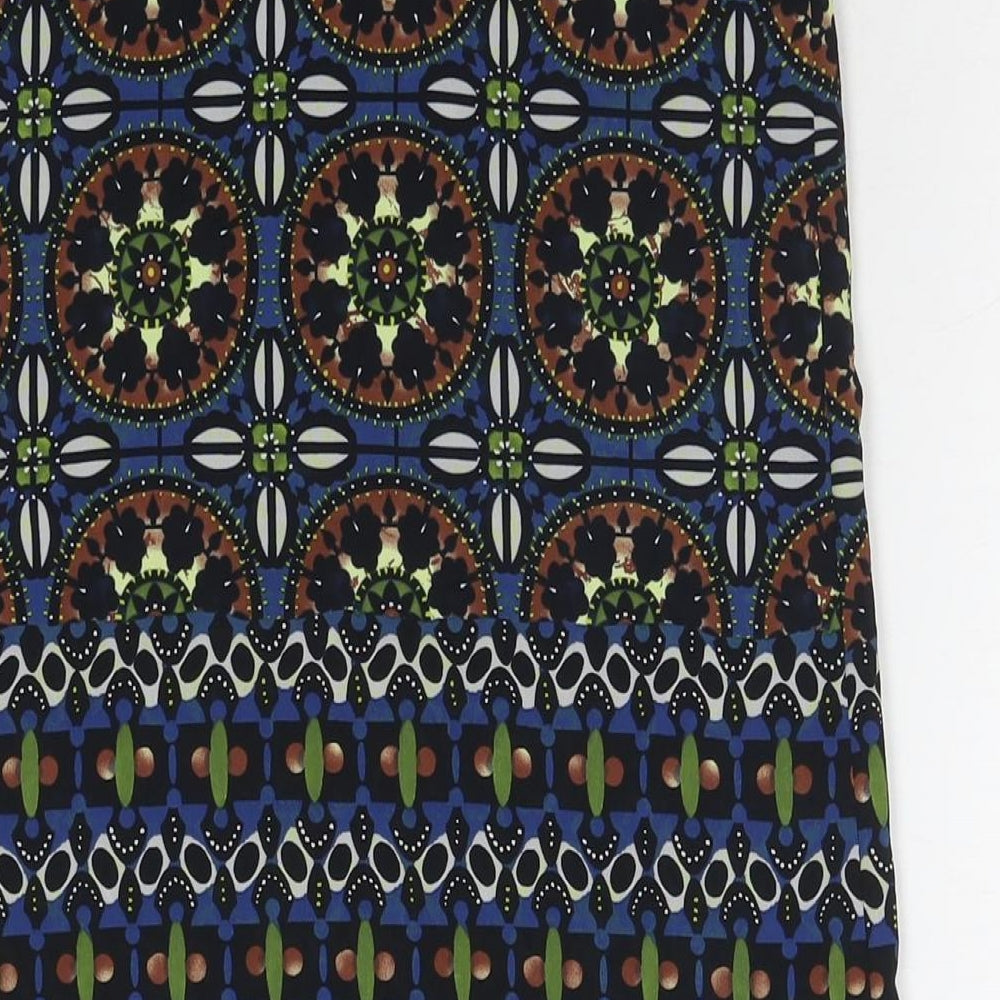 Topshop Womens Multicoloured Geometric Polyester Tunic Tank Size 4 Round Neck