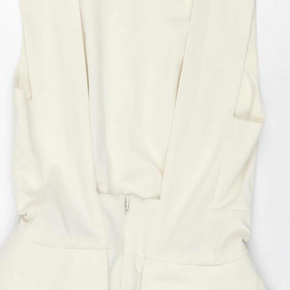Aqua Womens White Polyester A-Line Size 10 Square Neck Zip