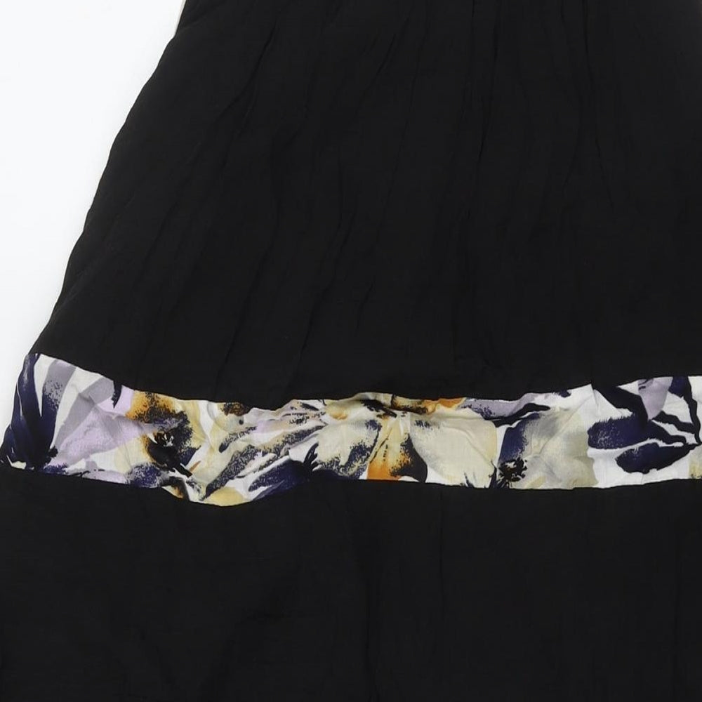 Tsega Womens Black Polyester Tank Dress Size S Round Neck Pullover - Flowers
