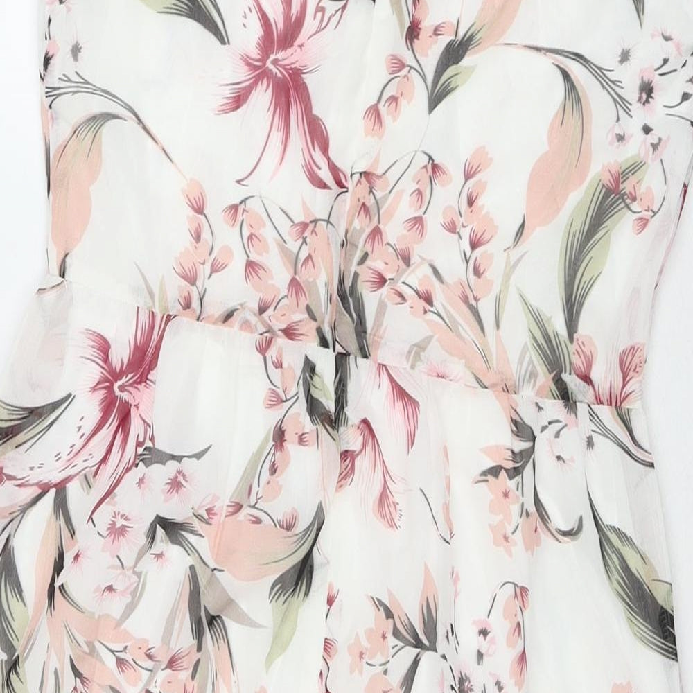 Tenki Womens Multicoloured Floral Polyester A-Line Size 10 Round Neck Zip - Cold Shoulder