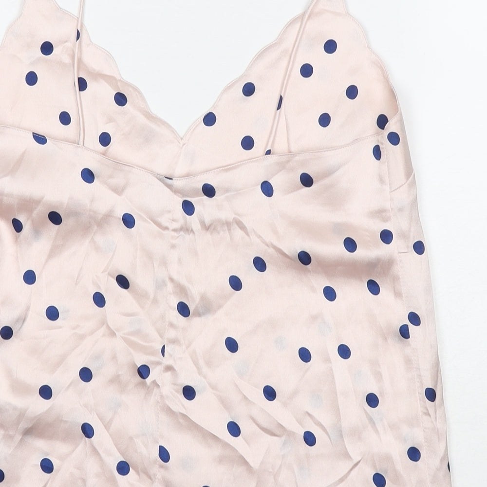 Topshop Womens Pink Polka Dot Polyester Basic Tank Size 8 V-Neck