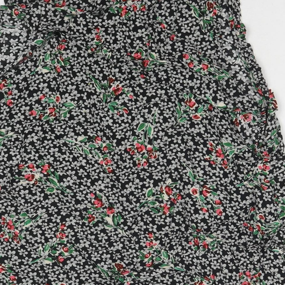 Zara Womens Multicoloured Floral Polyester Basic Tank Size L Round Neck