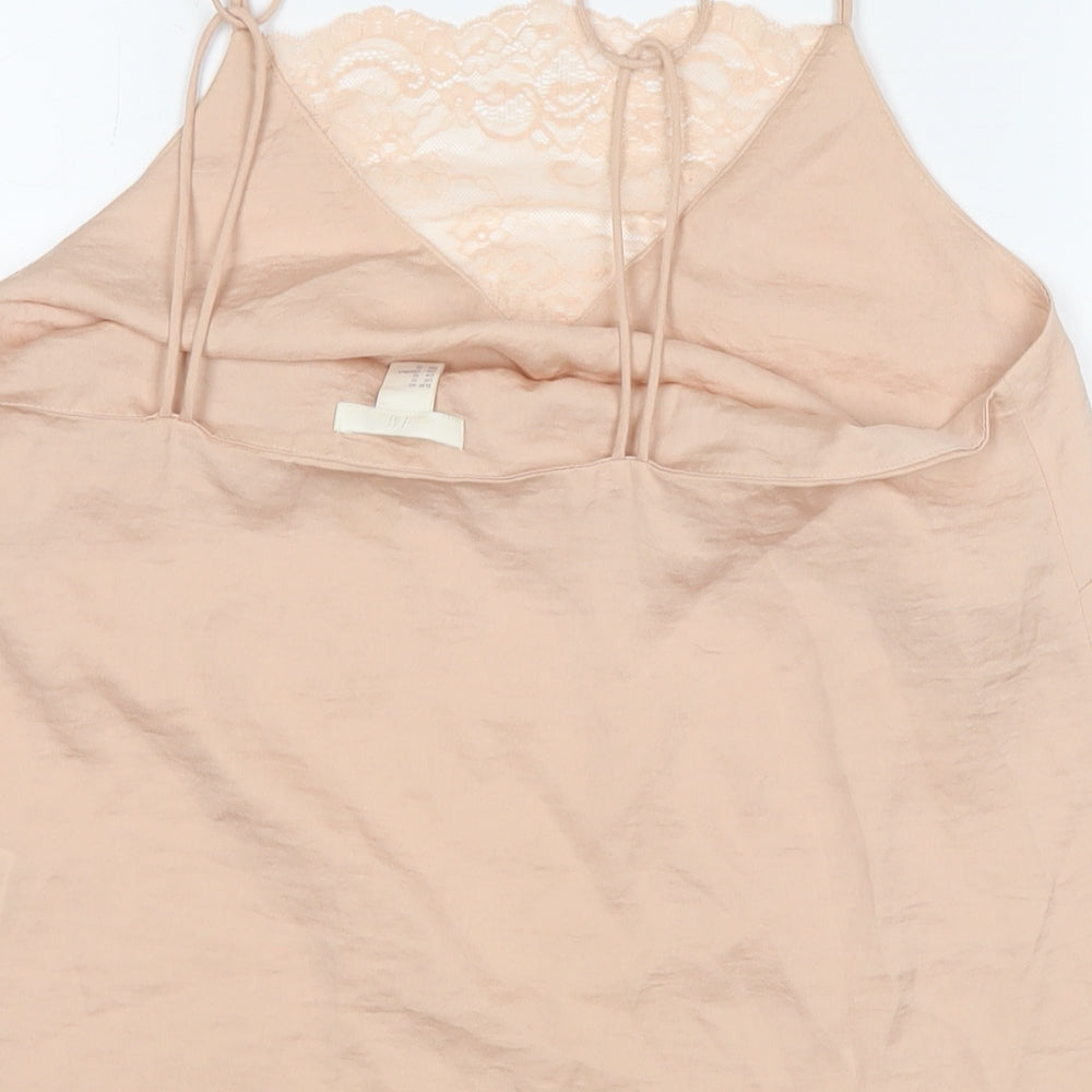 H&M Womens Beige Polyester Basic Tank Size 14 Round Neck