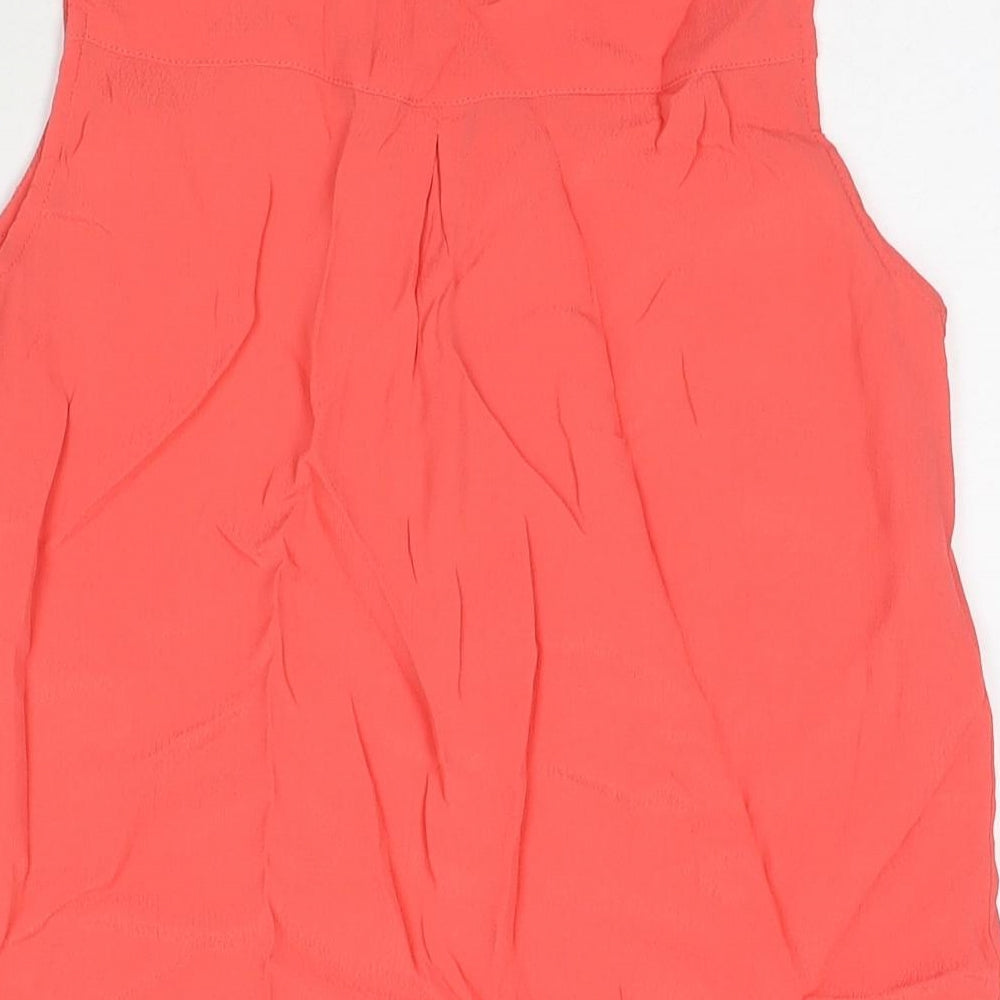 M&Co Womens Pink Polyester Basic Tank Size 10 V-Neck