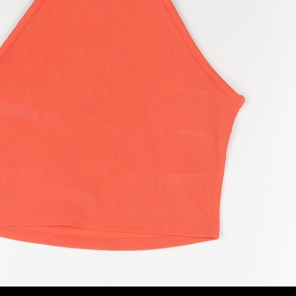 New Look Womens Orange Polyester Cropped Tank Size 8 Square Neck