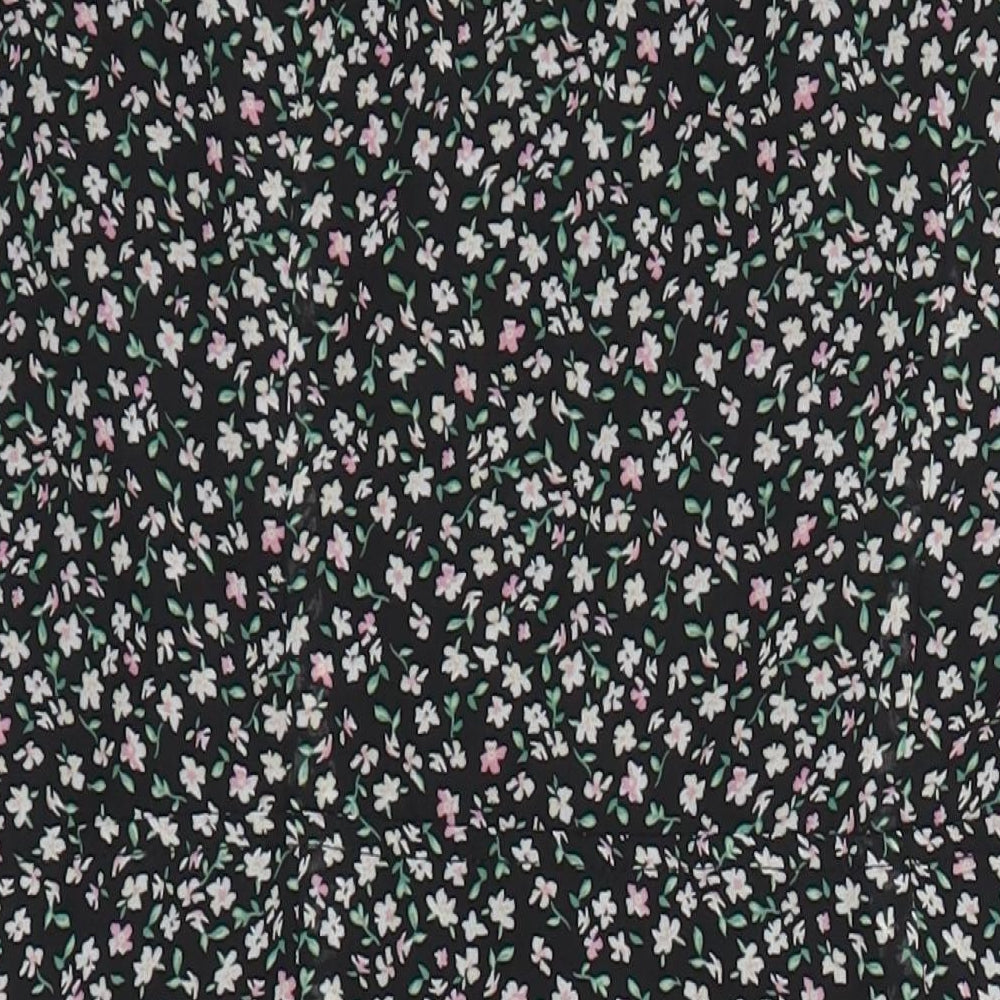 H&M Womens Multicoloured Floral Polyester Blend A-Line Size 10 V-Neck - Side spits