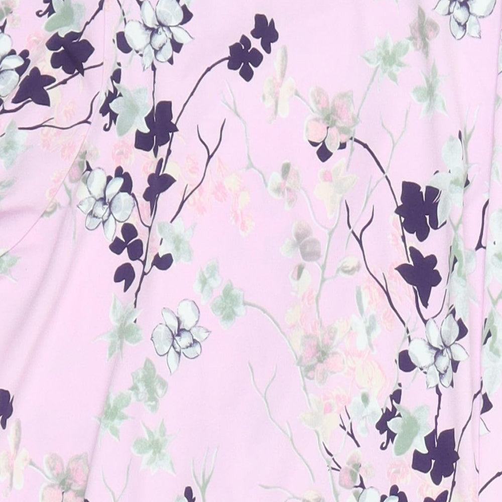 Damart Womens Ivory Floral Polyester A-Line Size 26 Boat Neck
