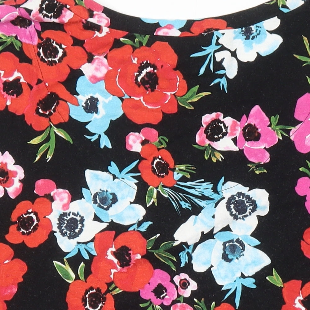 Anthology Womens Multicoloured Floral Viscose Jersey Blouse Size 16 Scoop Neck