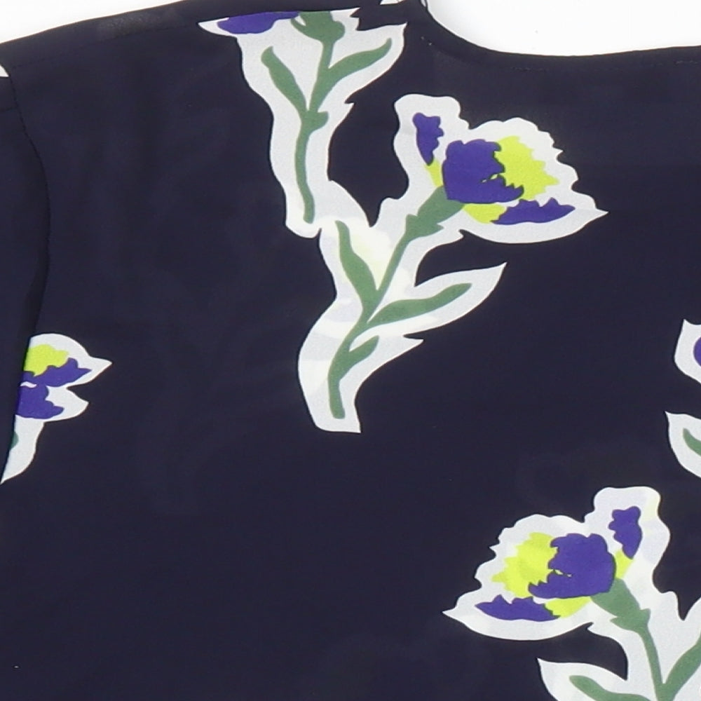 Warehouse Womens Multicoloured Floral Polyester Tunic Blouse Size 16 Roll Neck
